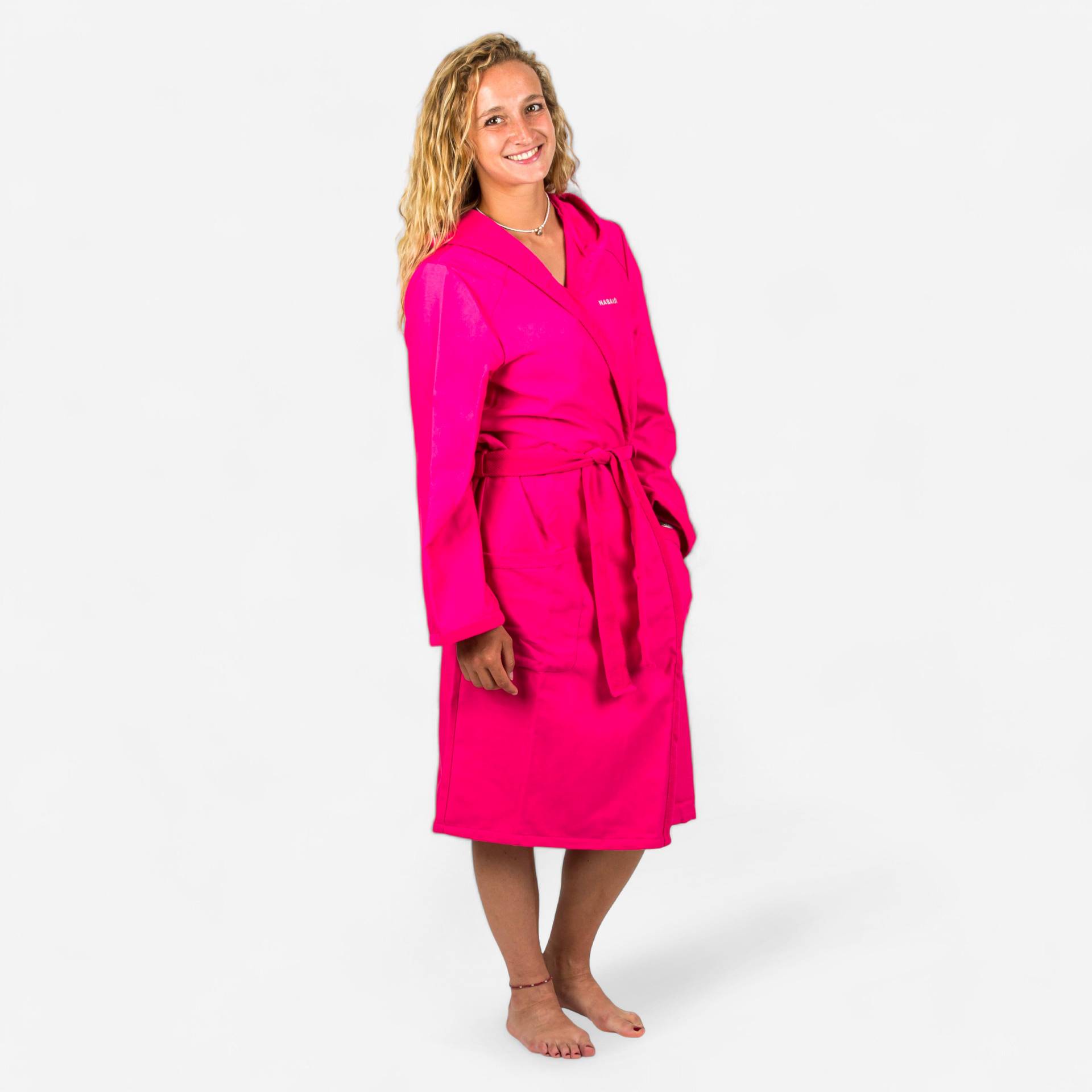 Gebraucht - Bademantel Damen kompakt Kapuze Mikrofaser - rosa  - SEHR GUT von NABAIJI