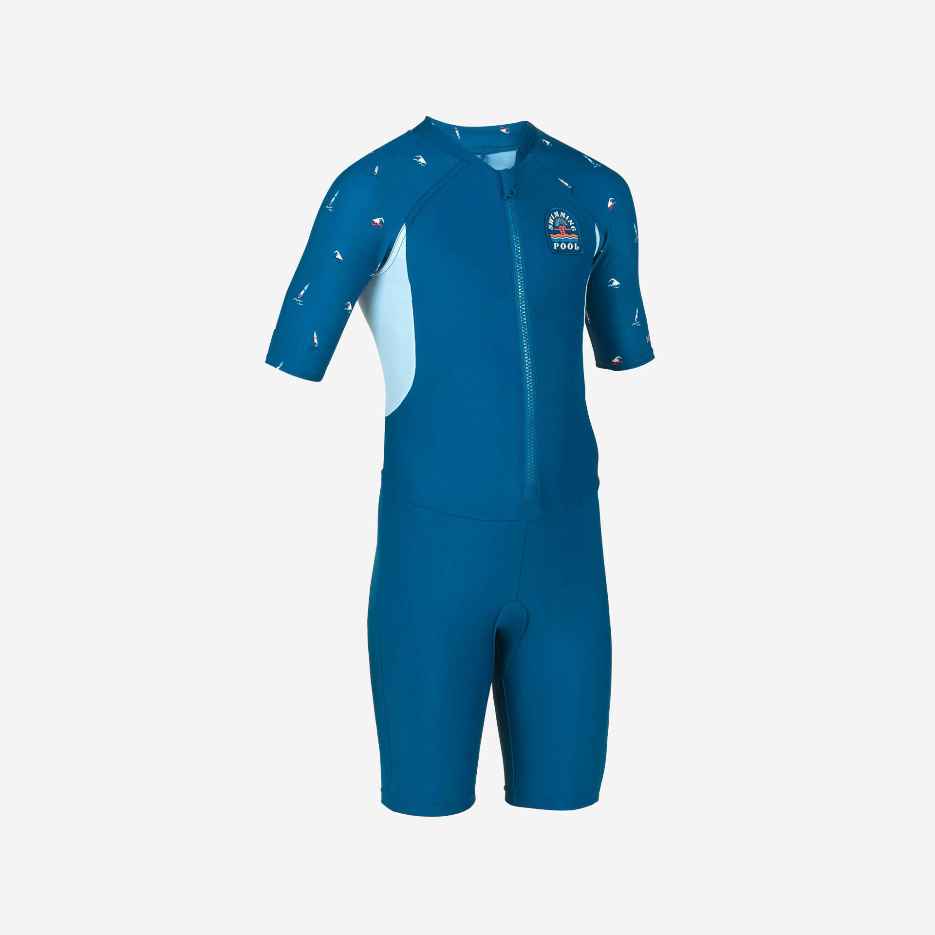 Schwimmanzug Jungen kurzarm - Shorty 100 marineblau/blau von NABAIJI