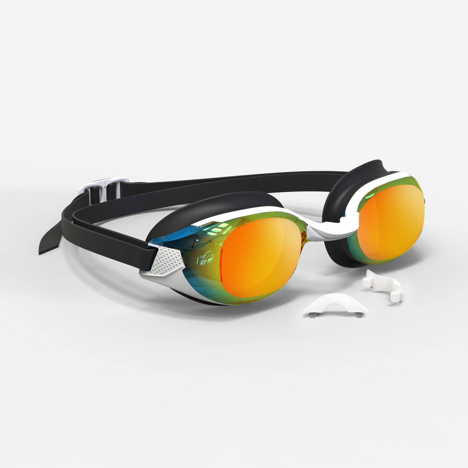 Schwimmbrille verspiegelte Gläser Einheitsgröße - BFit schwarz/orange von NABAIJI