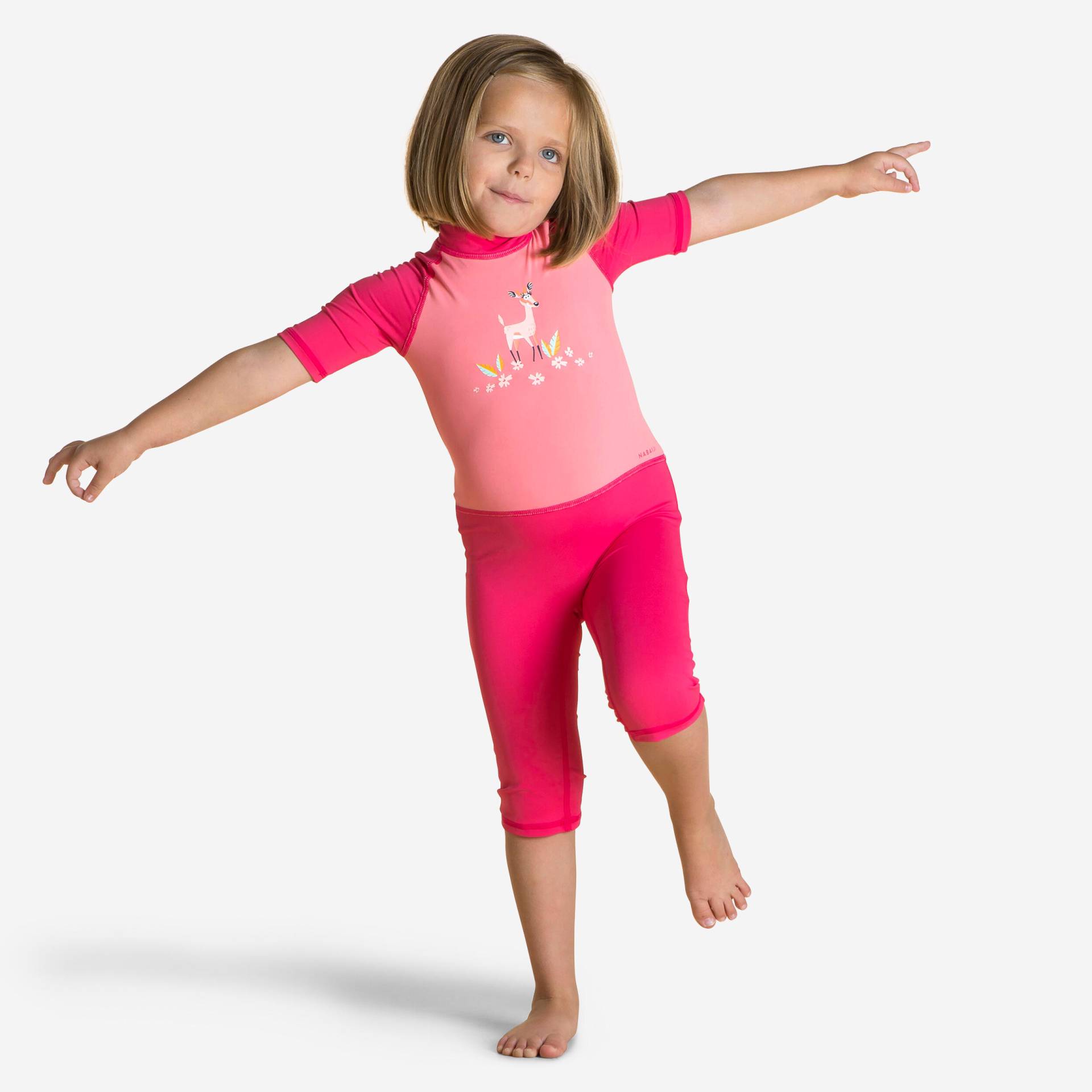 UV-Schwimmanzug Babys/Kleinkinder kurzarm - rosa bedruckt von NABAIJI