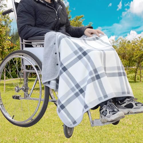 NACHEN Decken Für Rollstuhl, Rollstuhl-Schal Decke Für Erwachsene, Flanellfutter Rollstuhl Poncho, Knie beindecke Tragbare Warme Decke, Cape-Poncho Für Rollstuhlfahrer von NACHEN