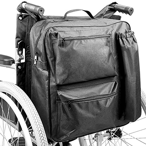 NACHEN Rollstuhltasche Hinten, Wasserdicht Oxford Rollstuhl Tasche Groß Schwarz Rollstuhl Rucksack Aufbewahrungstasche für Rollstuhl Griffe von NACHEN