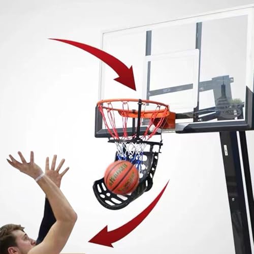 25,6 x 21,3 Basketball-Returner, tragbar mit Rutsche, Basketballkorb-Ballrückführung und Schutznetzen/360° drehbarer Basketball-Rebounder von NADYE