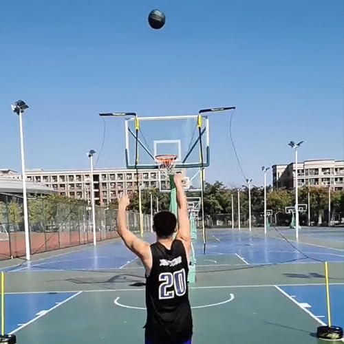 Großes Basketballkorb-Rücklaufnetz 4,8 x 4,8 m, automatischer Ballfänger-Rebounder mit drehbaren Halterungen, Schießtraining für Erwachsene und Jugendliche von NADYE