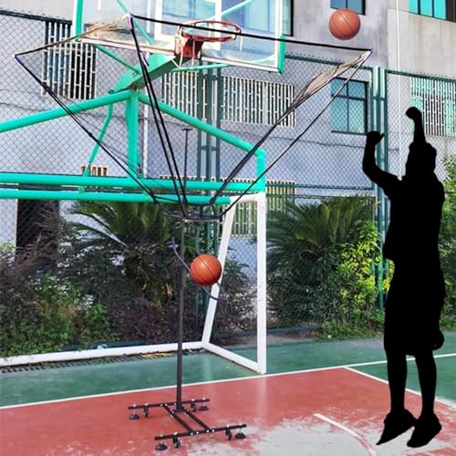 Schwarzer Basketball-Rücklaufautomatischer Aufsatz für Basketballkorb, bodenstehende rollende Basketballnetz-Fänger-Ballrücklaufmaschine von NADYE