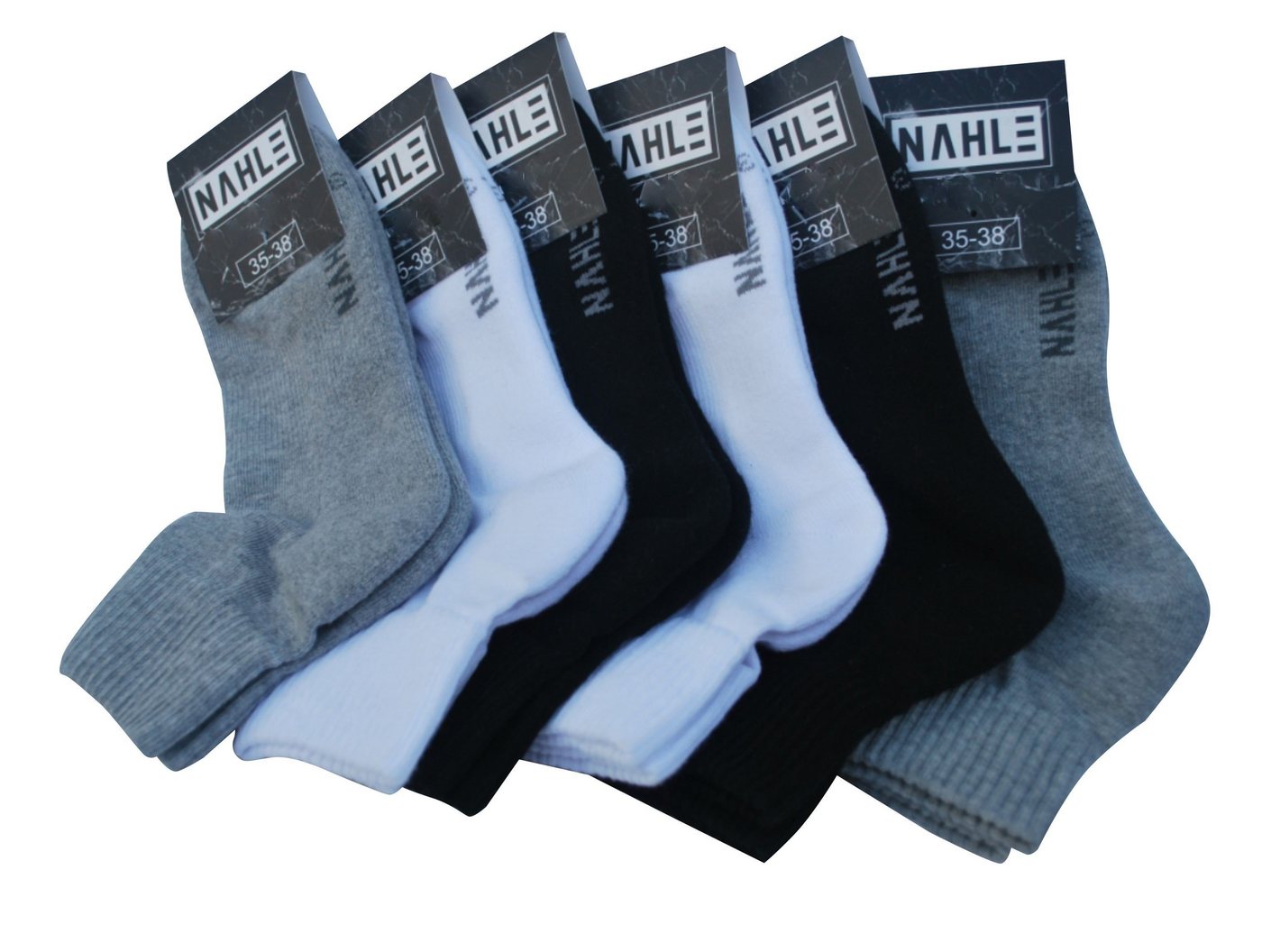 NAHLE Sneakersocken 12 Paar Sneaker Socken für Damen & Herren Bio-Baumwolle Sportsocken (12-Paar) atmungsaktiv, gepolsterte Ferse und Sohle Angenehmes Tragegefühl - kein Schwitzen von NAHLE