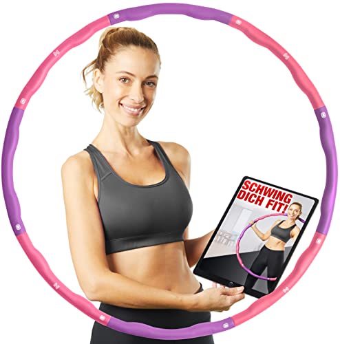 NAJATO Sports Hula Hoop Reifen Erwachsene – Wahlweise mit Bauchweggürtel – Hula Hoop Reifen für Deine Traumfigur – Hula Hoop 1,20 kg inkl. EBook (Lila + Pink) von NAJATO