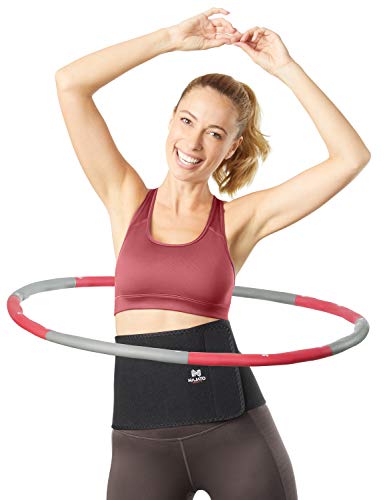 NAJATO Sports Hula Hoop Reifen Erwachsene – Wahlweise mit Bauchweggürtel – Hula Hoop Reifen für Deine Traumfigur – Hula Hoop 1,20 kg inkl. EBook (Rot + Grau & Bauchweggürtel) von NAJATO