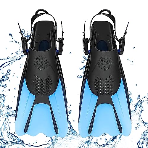 NAJILI Schnorchelflossen, verstellbare Schnorchelflossen kurz mit Tasche zum umhängen, Gr.39-41 mit Verstellbaren Schwimmflossen zum Schnorcheln (Blau) von NAJILI