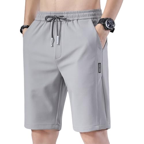 Bevawear Herren-Shorts, schnell trocknende Stretch-Shorts aus Eisseide für Herren, Sport-Shorts aus Eisseide für Herren (5X-Large,Light Gray) von NAKEAH