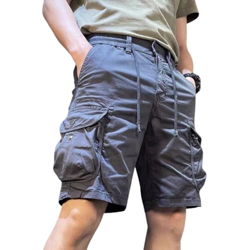 Lässige Outdoor-Wander-Cargo-Shorts für Herren, Sommer-Männer, lockere, leichte, schnell trocknende Taktische Shorts mit Mehreren Taschen (3X-Large,Blue) von NAKEAH