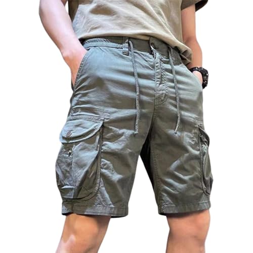 Lässige Outdoor-Wander-Cargo-Shorts für Herren, Sommer-Männer, lockere, leichte, schnell trocknende Taktische Shorts mit Mehreren Taschen (3X-Large,Green) von NAKEAH