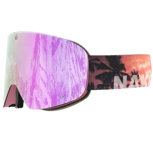 NAKED Optics® Skibrille Snowboard Brille für Damen und Herren - Verspiegelt mit Magnet-Wechselsystem – Ski Goggles for Men and Women (Palms, ohne Schlechtwetterglas) von NAKED Optics