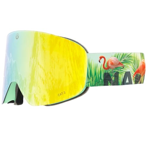 NAKED Optics® Skibrille Snowboard Brille für Damen und Herren - Verspiegelt mit Magnet-Wechselsystem – Ski Goggles for Men and Women (Flamingo, ohne Schlechtwetterglas) von NAKED Optics