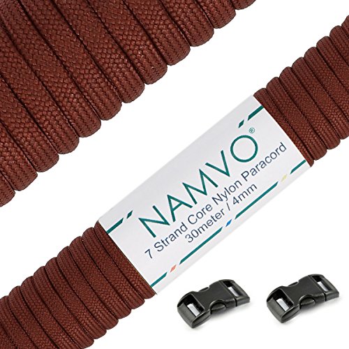 Namvo 550 Paracord Mil Spec Typ III 7 Strang Fallschirm Schnur Gesamtlänge 100ft / 30 Meter - Braun von Namvo