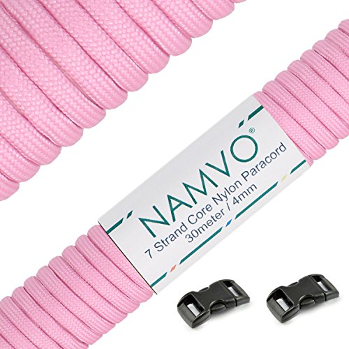 Namvo 550 Paracord Mil Spec Typ III 7 Strang Fallschirm Schnur Gesamtlänge 100ft / 30 Meter - rosa von Namvo