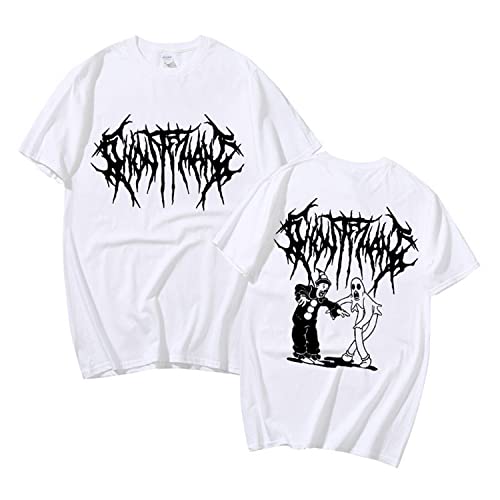 NARUNING Ghostemane Wende-T-Shirt Gedruckt, Sänger Hip-Hop Lässig Kurze Ärmel Pullover, Männer Und Frauen Lässige Mode Baumwolle Sweatshirt (XS-3XL) (White,L) von NARUNING