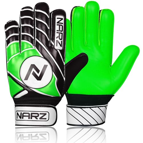 NARZ Fussball Torwarthandschuhe Kinder mit super Grip Latex mit stoßdämpfender Polsterung zum Schutz der Handflächen und Finger, Kinder-fußball Handschuhe für Jungen und Mädchen von NARZ