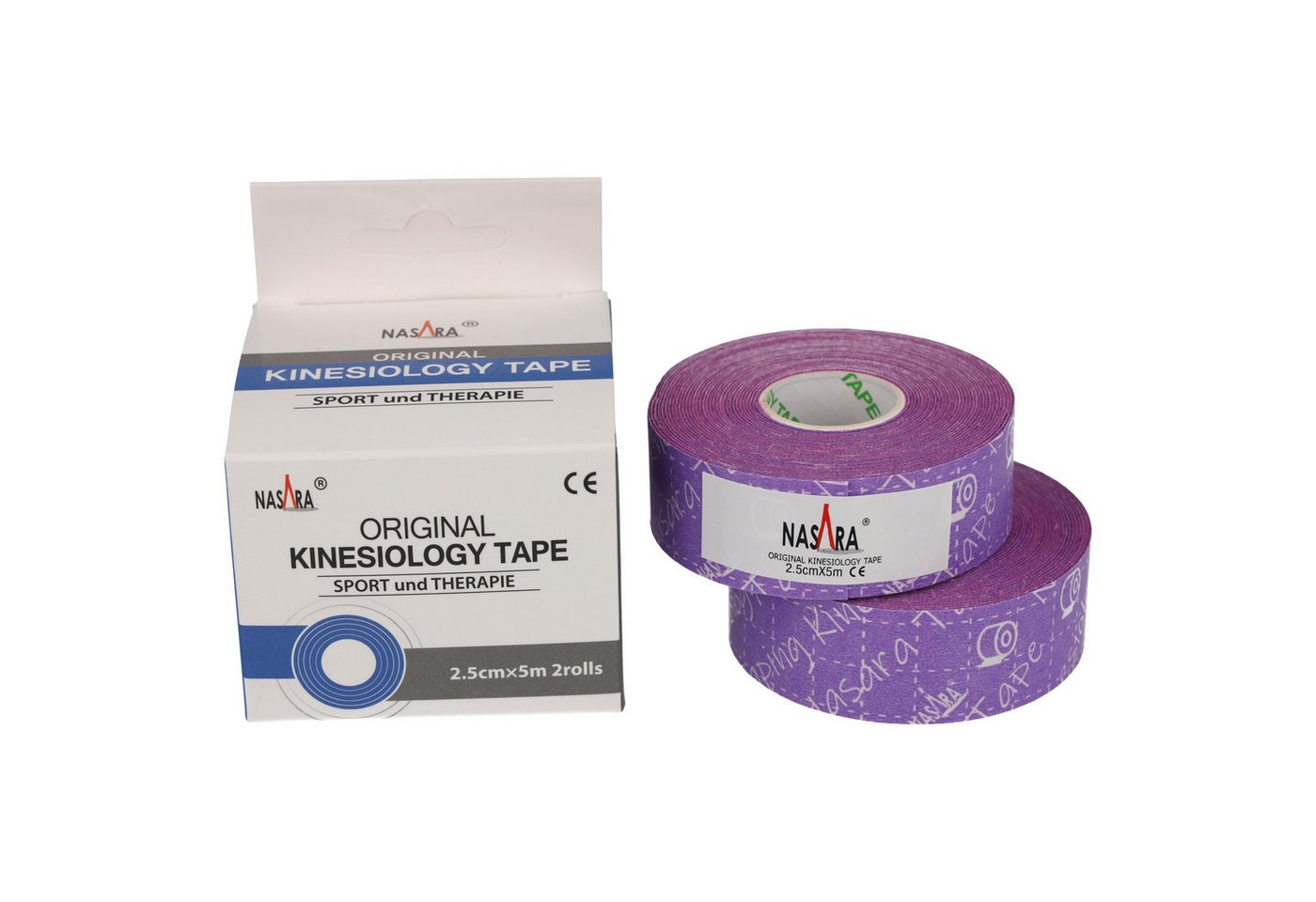 NASARA Kinesiologie-Tape 2,5cm x 5m - 2 Rollen in 9 Farben von NASARA