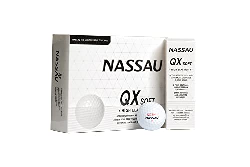 Nassau Golf | QX Soft Golfbälle | 12 stück | Weiß | Maximum Distance | 2-Piece von NASSAU