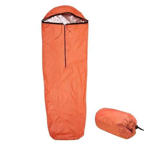 Survival Bag, Notfallschlafsack, leichter Rucksack-Schlafsack, wasserdichter Biwy-Sack, wiederverwendbare Notfallschlafsäcke für Überleben, tragbarer Überlebensschlafsack für Outdoor, Orange von NASSMOSSE