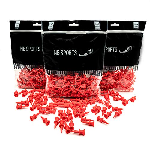 NB Sports Golf Tees in rot, Golf Tee aus Plastik, 3 x 100 Stück, wiederverschließbare Verpackung von NB Sports