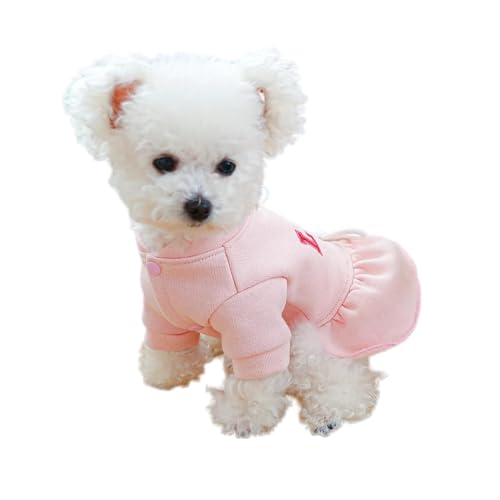 NBHDWF Kleidung 1Pc Pet Clothing Hund Feder- Und Herbstrosa Kleid Mit Kordelschnalle Für Kleine Mittelgroße Hunde-Rosa-L von NBHDWF