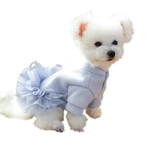 NBHDWF Kleidung 1Pc Pet Clothing Hund Herbst Und Winter Verdickte Blaue Kleid Mit Kordelschnalle Für Kleine Mittelgroße Hunde-Blau-L von NBHDWF