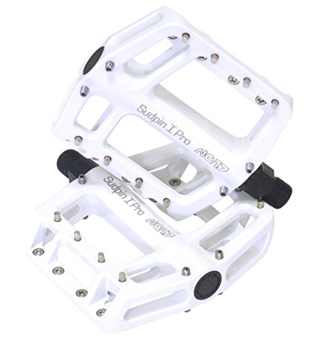 NC-17 Sudpin I Pro Aluminium Plattform Pedale / Fahrrad Pedale MTB / Mountainbike Pedal / BMX Pedal / Kugellager + Cr-Mo Achse / inklusiv Ersatzpins, Weiß von NC-17