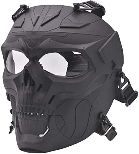 NC Taktische Airsoft-Schädel-Vollgesichtsmaske mit PC-Objektiv Schutzbrille für CS Survival-Spiel für Halloween, Rollenspiele von NC