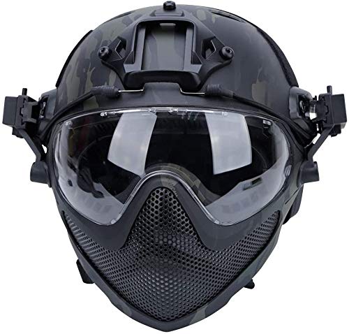 Taktischer Airsoft PJ Helm F22, EIN Integral-Schutzhelm Mit Abnehmbarer Maske Und Brille, Outdoor-Reithelme Wie CS Games. von NC
