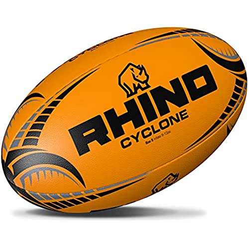 ND Sports K-REY-RRB0985 Rugbyball, Leuchtend Orange, 5 von Rhino
