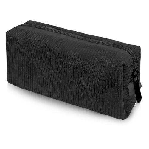 NECXON Cord-Federmäppchen, weiches Federmäppchen für Mädchen, Federmäppchen, Bleistifttasche, Make-up-Tasche, süßes Federmäppchen für Kinder, Schüler, Schreibwarenhülle für das Schulbüro (schwarz) von NECXON