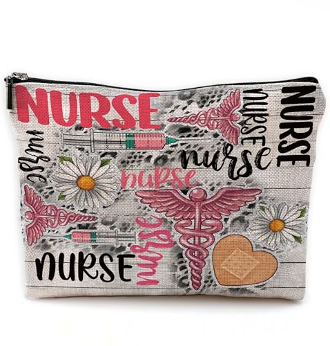 NEGIGA Make-up-Tasche im Retro-Stil, Geschenk für Krankenschwestern, Geschenke für Frauen, Krankenschwester-Geschenke, registrierte Krankenschwester, Krankenschwestern, Schulabschluss, kleine von NEGIGA