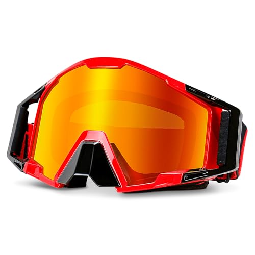 NENKI Motocross Brille, Motorradbrille mit Nasenschutz, Skibrille für Damen und Herren, für Outdoor-Sport, als mtb brille (Rot) von NENKI