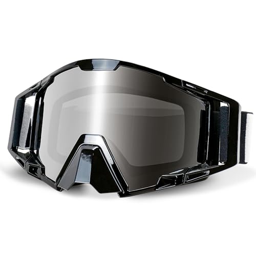 NENKI Motocross Brille, Motorradbrille mit Nasenschutz, Skibrille für Damen und Herren, für Outdoor-Sport, als mtb brille (Schwarz) von NENKI