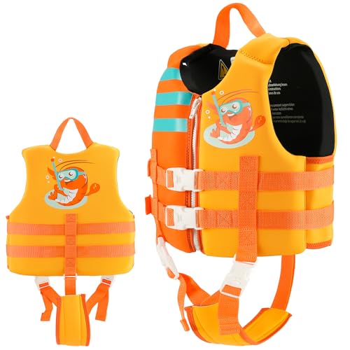 Kinder Mädchen Junge Schwimmlernweste, Schwimmhilfe Schwimmen Jacket für Kleinkinder Alter 1-6 mit Einstellbare Sicherheits Straps (Lobster,3-6) von NEO-SPLASH
