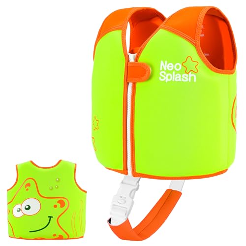 Kinder Mädchen Junge Schwimmlernweste, Schwimmhilfe Schwimmen Jacket für Kleinkinder Alter 1-6 mit Einstellbare Sicherheits Straps (580-Green, 3-6) von NEO-SPLASH