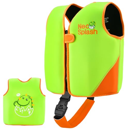 Kinder Mädchen Junge Schwimmlernweste, Schwimmhilfe Schwimmen Jacket für Kleinkinder mit Einstellbare Sicherheits Straps Alter 1-6 (KS-Green, 3-6) von NEO-SPLASH