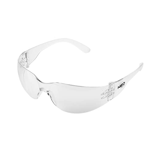 NEO TOOLS Schutzbrille Arbeitsschutzbrille mit Schaumstoffeinlage Schlagfest UV - und Seitenschutz - in verschiedenen Ausführungen (Weisse GLÄSER, WIDERSTANDSKLASSE F) von NEO TOOLS