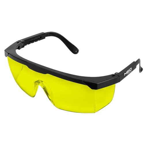 NEO TOOLS Schutzbrille - EN166 EN170 EN172 - Sicherheits-Überbrille, kratzfest verstellbare Bügel Sicherheitsbrille - Augenschutzbrille Sicherheitsbrille Laborbrille kratzfeste Linsen (Gelbe Linsen) von NEO TOOLS