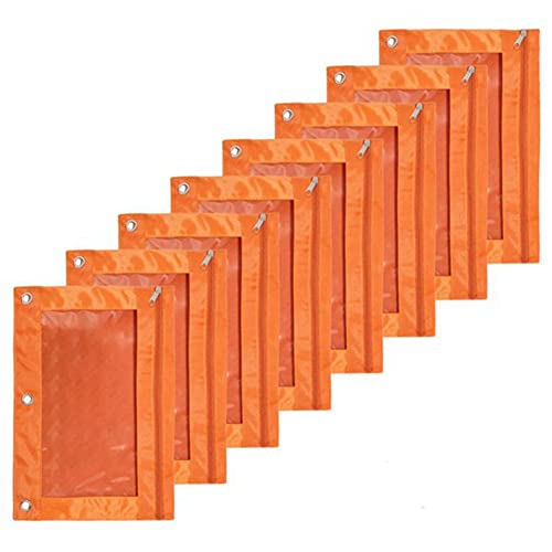NERTOEE Federmäppchen mit 3 Löchern, großes Fassungsvermögen, Ordnertasche mit transparentem Fenster, Orange, 8 Stück, Orange von NERTOEE