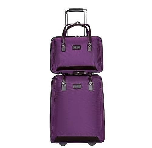 NESPIQ Handgepäck Koffer 2-teiliges Nylon-Gepäckstreifen-20-Zoll-Gepäckset Mit Diebstahlsicherung Und Zahlenschloss Großer Koffer (Color : F, Size : 2-Piece) von NESPIQ
