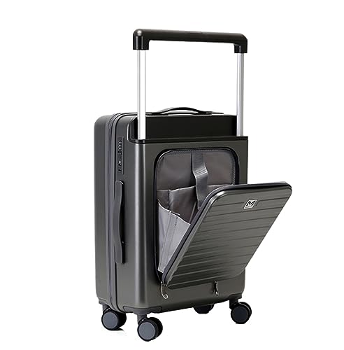 NESPIQ Handgepäck Koffer 20-Zoll-Koffer mit Rädern, Einstellhebel, Gepäck, großes Fassungsvermögen, leicht Großer Koffer (Color : Black, Size : 20inch) von NESPIQ