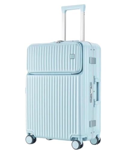NESPIQ Handgepäck Koffer Handgepäck, Äußerst Robuster Koffer, Gepäckbeständig, Harter, Leichter Aluminiumrahmen Großer Koffer (Color : Blue, Size : 24inch) von NESPIQ