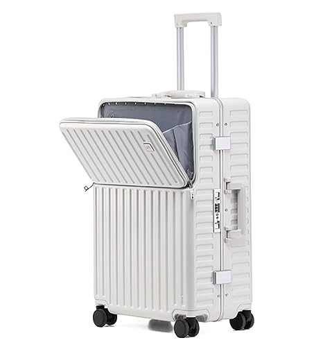 NESPIQ Handgepäck Koffer Koffer Mit USB-Anschluss Für Aufladen Von Gepäck Für Geschäftsreisen. Koffer Mit Hoher Kapazität Großer Koffer (Color : White, Size : 24inch) von NESPIQ