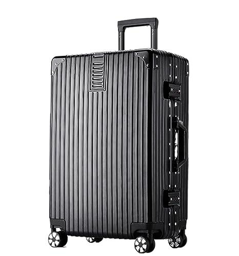 NESPIQ Handgepäck Koffer Leichtes Gepäck, Spinner-Doppelrad-PC+ABS-Hartschalenkoffer Für Die Reise Großer Koffer (Color : Black, Size : 24inch) von NESPIQ