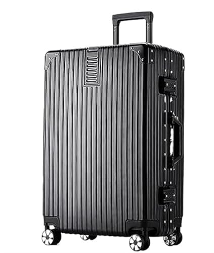 NESPIQ Handgepäck Koffer Leichtes Gepäck, Spinner-Doppelrad-PC+ABS-Hartschalenkoffer Für Reisekoffer Großer Koffer (Color : Black, Size : 20inch) von NESPIQ