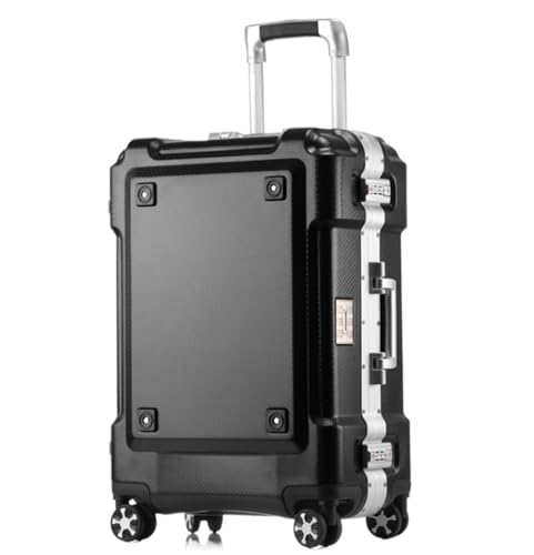 NESPIQ Handgepäck Koffer Reisekoffer, Verdicktes Gepäck Mit Doppelrollen, Hartschalen-Handgepäckkoffer Großer Koffer (Color : Black, Size : 24in) von NESPIQ