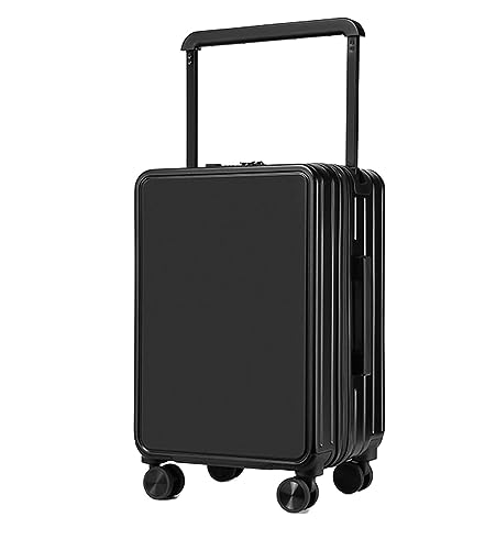 NESPIQ Handgepäck Koffer USB-Schnittstelle, Koffer, Trolley, Gepäck, Universalräder, TSA-Zoll-Zahlenschloss Großer Koffer (Color : Black, Size : 20 in) von NESPIQ